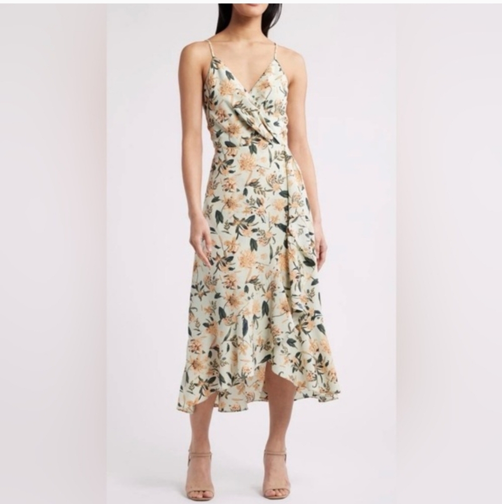 Chelsea 28 Floral Faux Wrap Dress Large